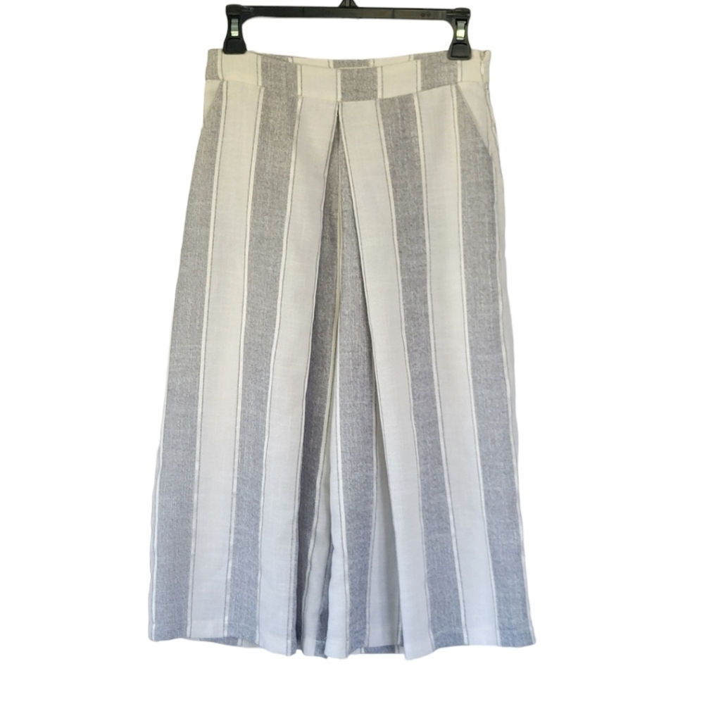 ILLA ILLA Cropped Wide Leg Pants Small‎ Coastal Chic Minimalist Striped - Picture 5 of 11